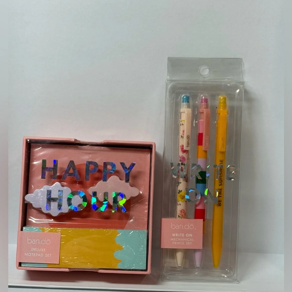 ban.do Stationery Bundle –Happy Hour Deluxe Notepad Set + Mechanical Pencils NEW